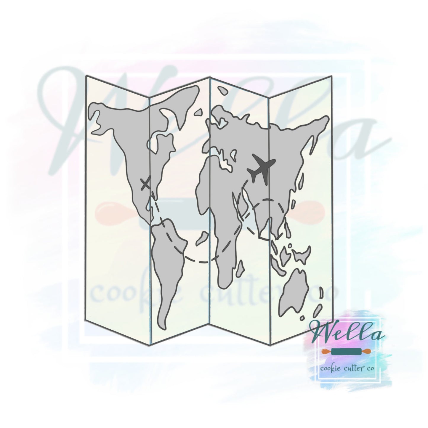 Folded Map Cookie Cutter, Travel Cookie Cutter