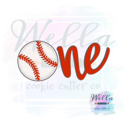 Baseball One Cursive Cookie Cutter with Optional Stencil