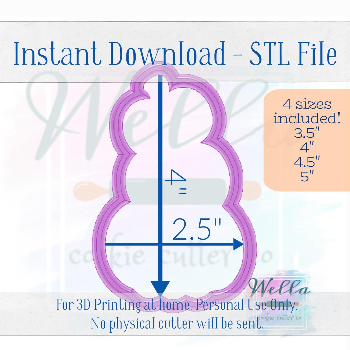 Digital STL File - Pumpkin Tower Cookie Cutter - 4 Sizes Included 3.5", 4", 4.5" & 5"
