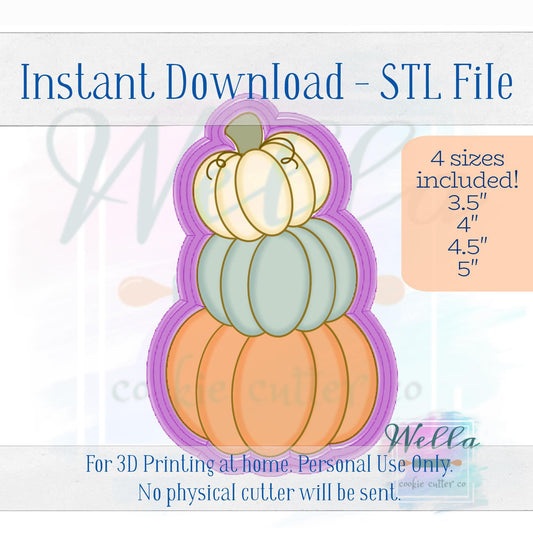 Digital STL File - Pumpkin Tower Cookie Cutter - 4 Sizes Included 3.5", 4", 4.5" & 5"