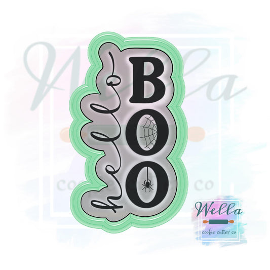 hello BOO Text Cookie Cutter with Optional Stencil, Halloween Cookie Cutter