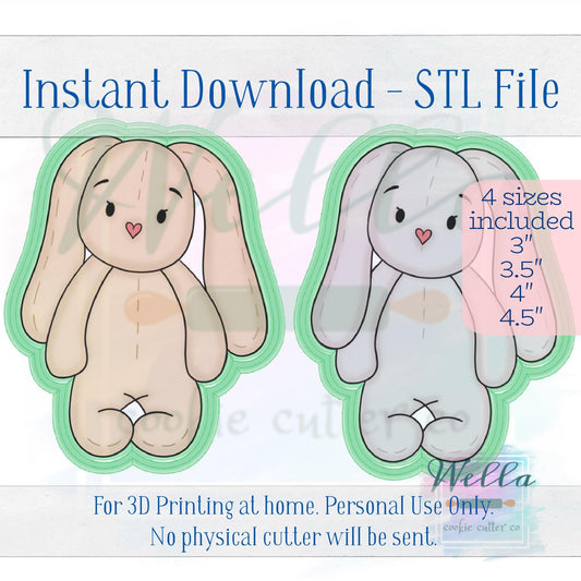 Digital STL File - Bunny Ragdoll #2 Cookie Cutter - 4 Sizes Included 3", 3.5", 4", 4.5"
