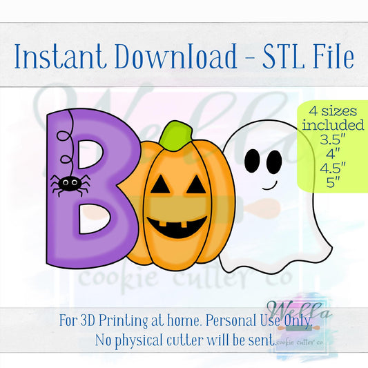 Digital STL File - Boo #1 Cookie Cutter - 4 Sizes: 3.5", 4", 4.5" and 5"