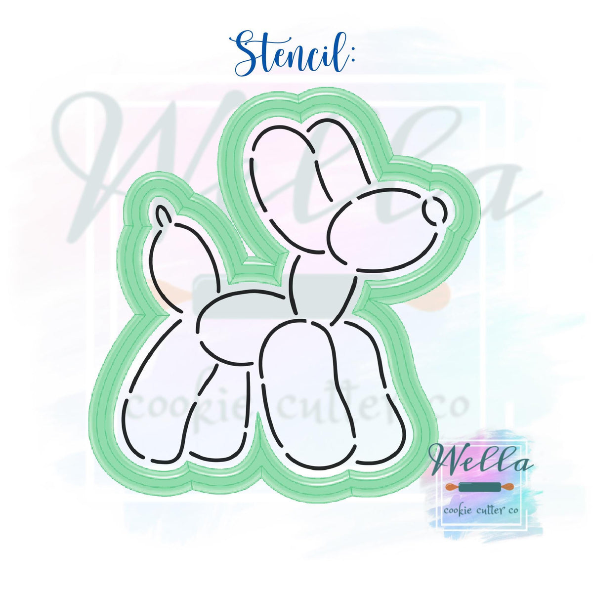 Balloon Dog Cookie Cutter with Optional Stencil
