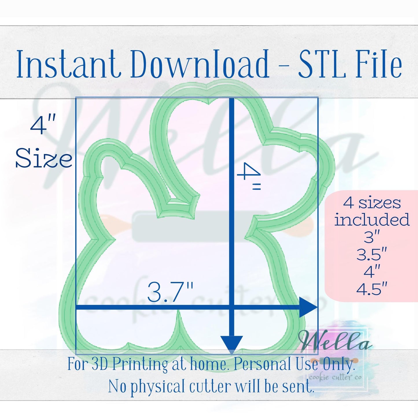 Digital STL File - Balloon Dog Cookie Cutter - 4 Sizes Included, 3", 3.5", 4" & 4.5"