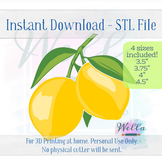 Digital STL File - Lemon Branch Cookie Cutter - 4 Sizes Included 3.5", 3.75", 4", & 4.5"