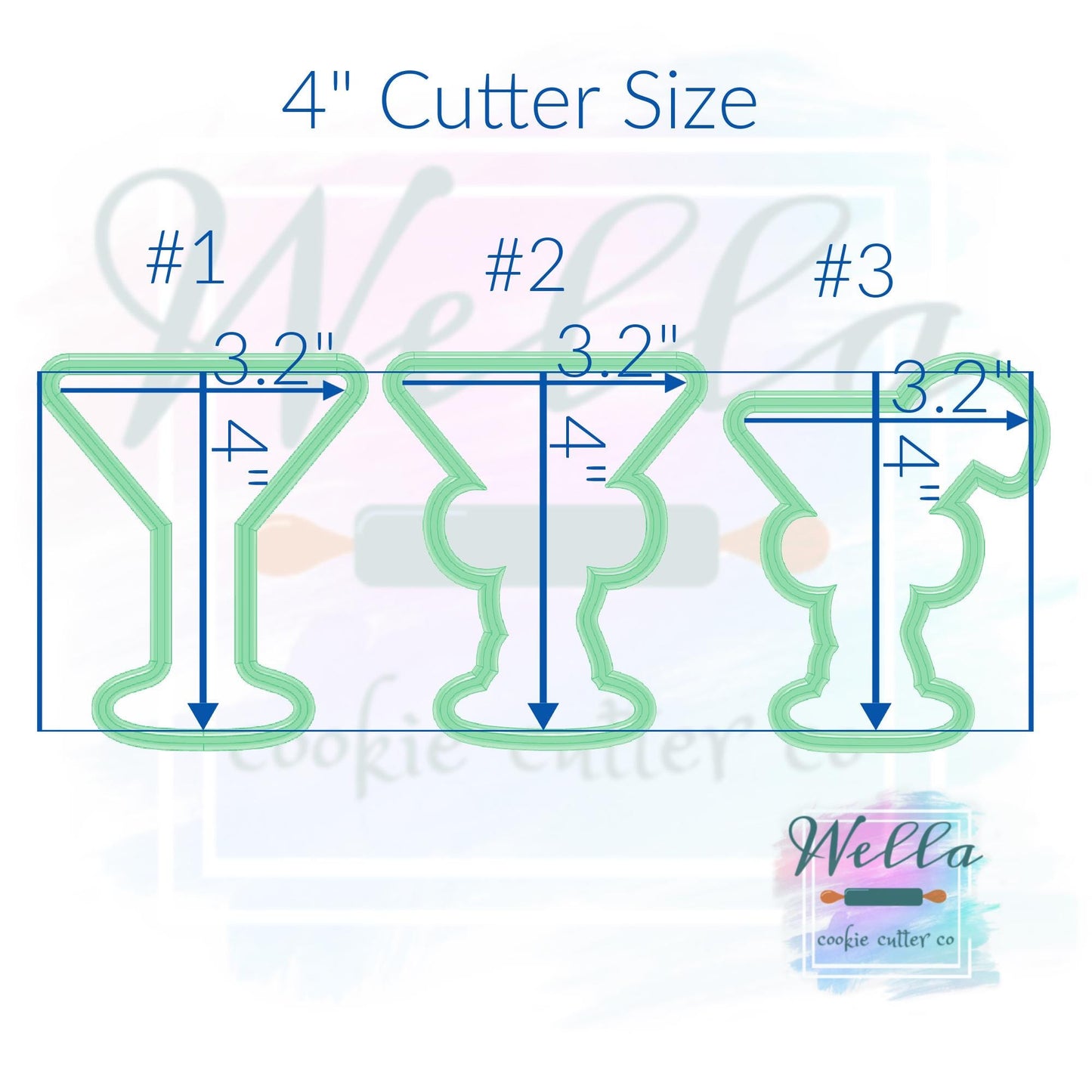 Pink Martini Cookie Cutter with or without Bow - 3 Shape Options