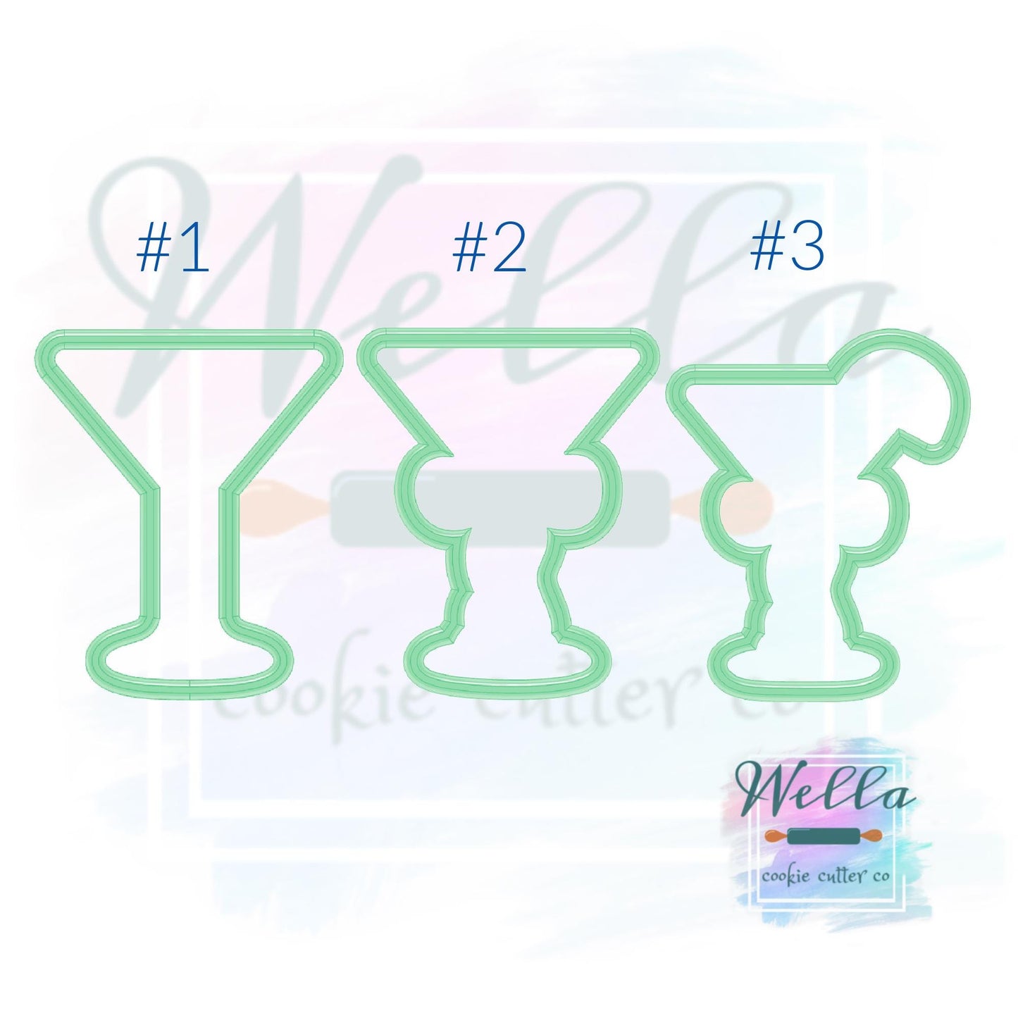 Pink Martini Cookie Cutter with or without Bow - 3 Shape Options