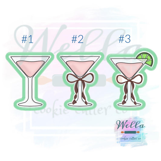 Pink Martini Cookie Cutter with or without Bow - 3 Shape Options