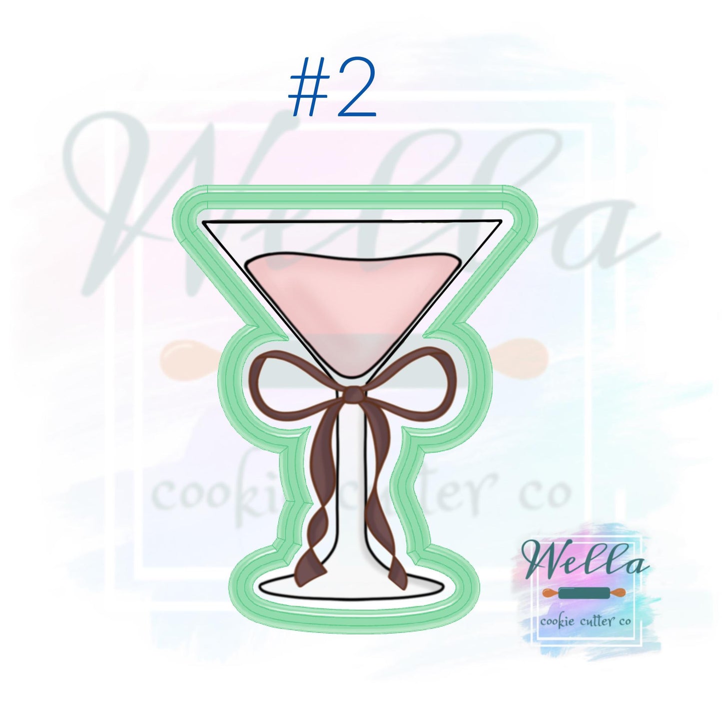 Pink Martini Cookie Cutter with or without Bow - 3 Shape Options