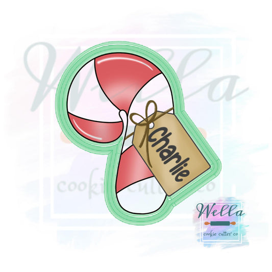 Candy Cane with Tag Cookie Cutter