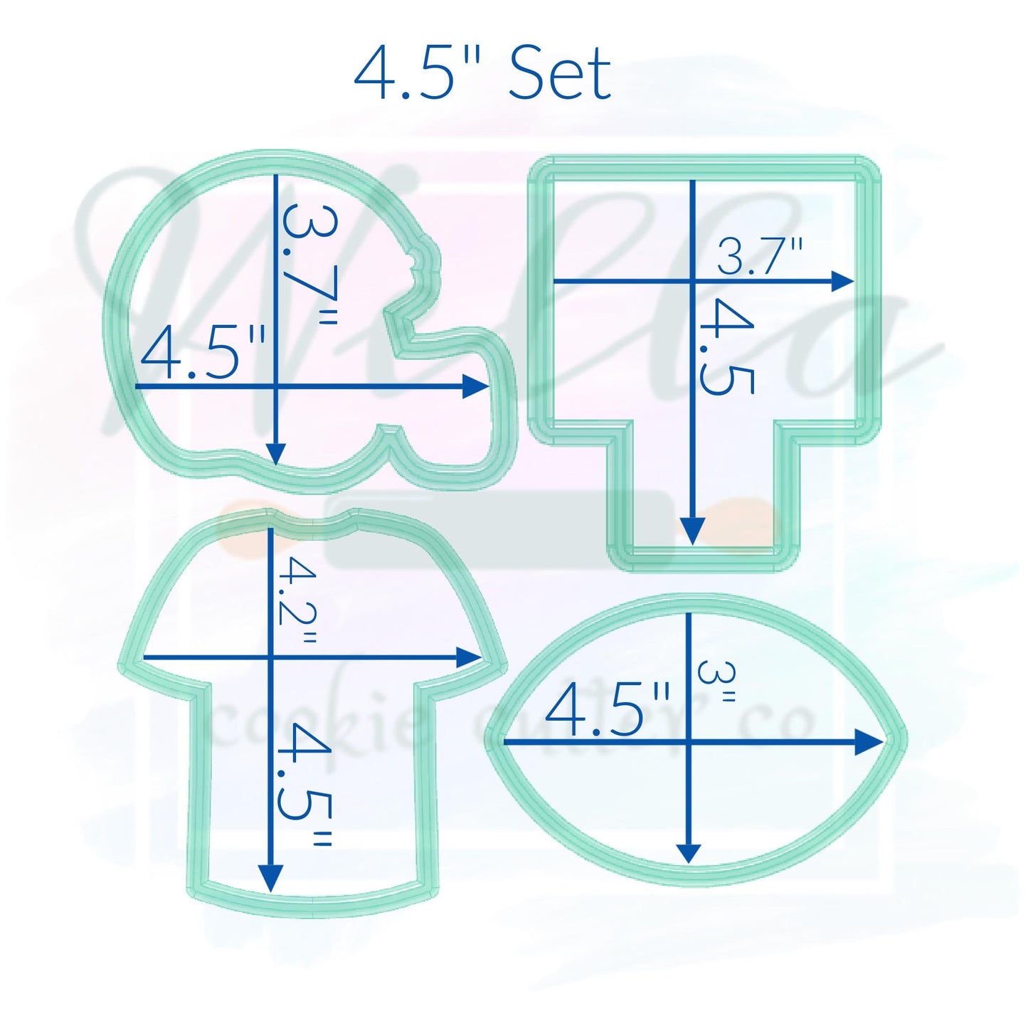 Football Cookie Cutter Set - Set of 4 Cookie Cutters
