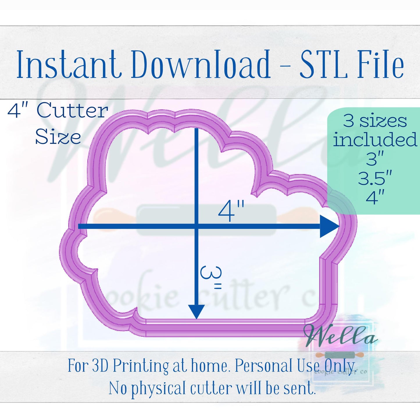 Digital STL File - Car Cookie Text Cookie Cutter - 3 Sizes: 3", 3.5", & 4"