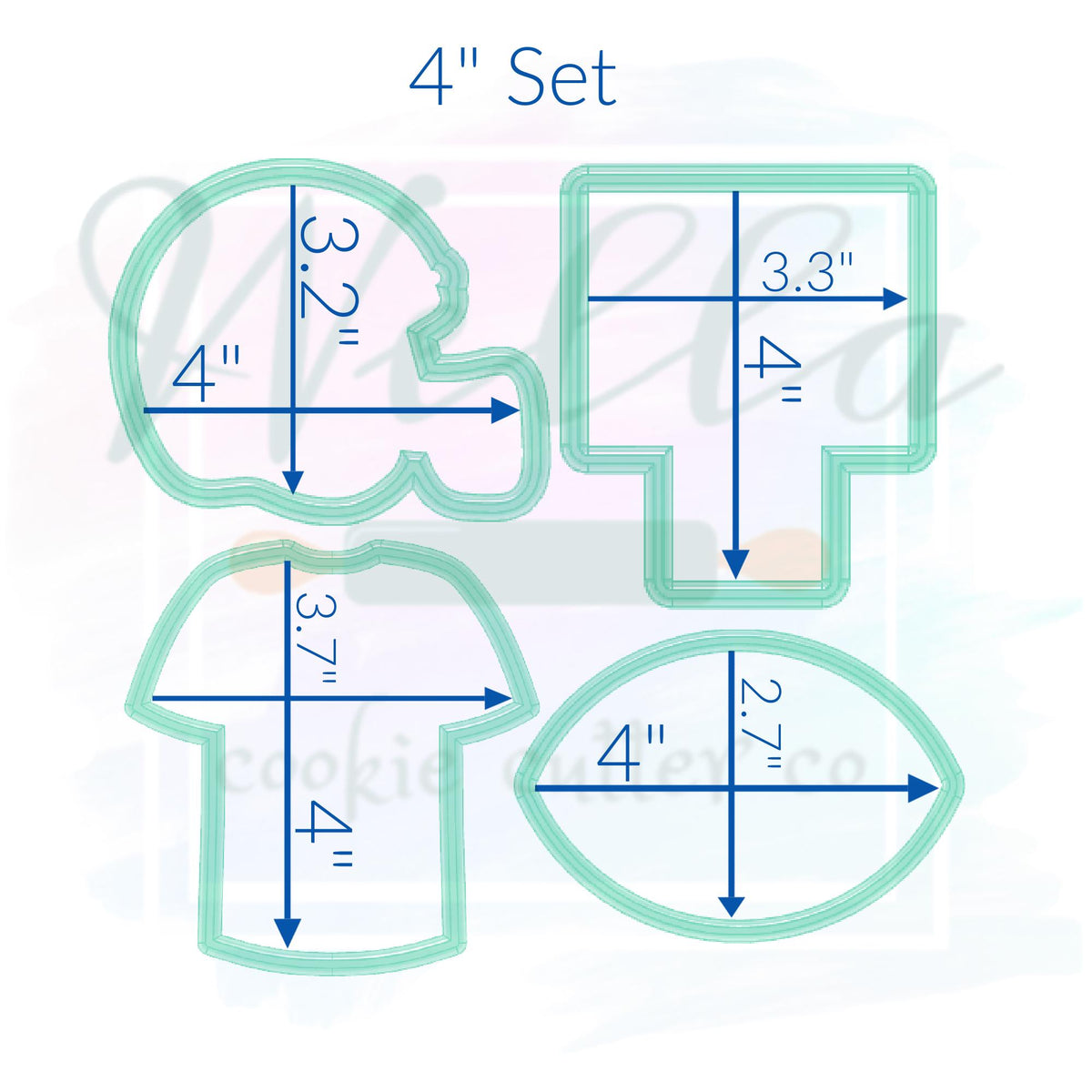 Football Cookie Cutter Set - Set of 4 Cookie Cutters