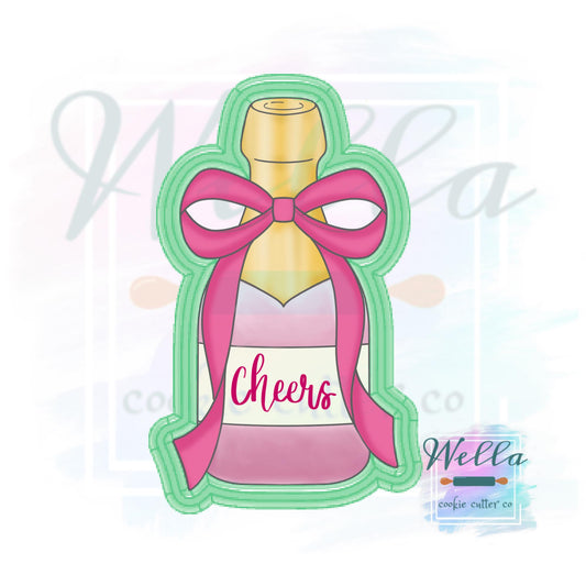 Champagne Bottle with Long Bow Cookie Cutter