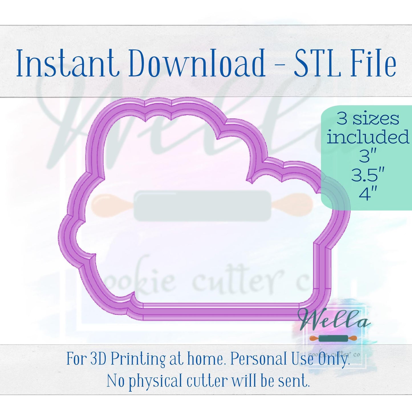 Digital STL File - Car Cookie Text Cookie Cutter - 3 Sizes: 3", 3.5", & 4"