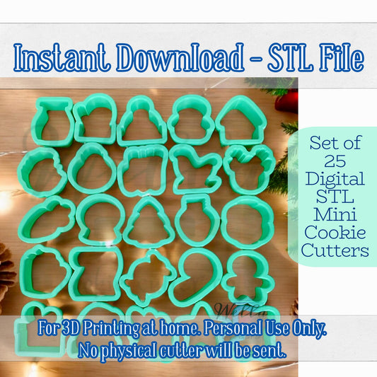 Digital STL File - Christmas Advent Mini Set Cookie Cutters - 25 Cutters Included