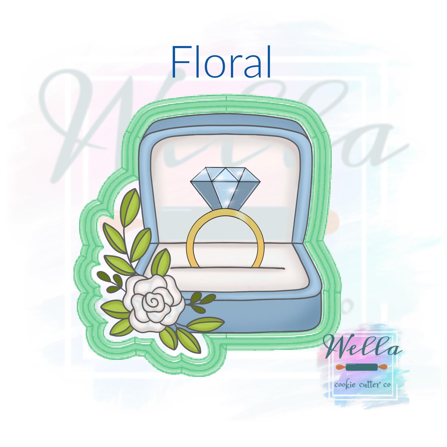 Wedding Ring Box Cookie Cutter - Simple or Floral Option