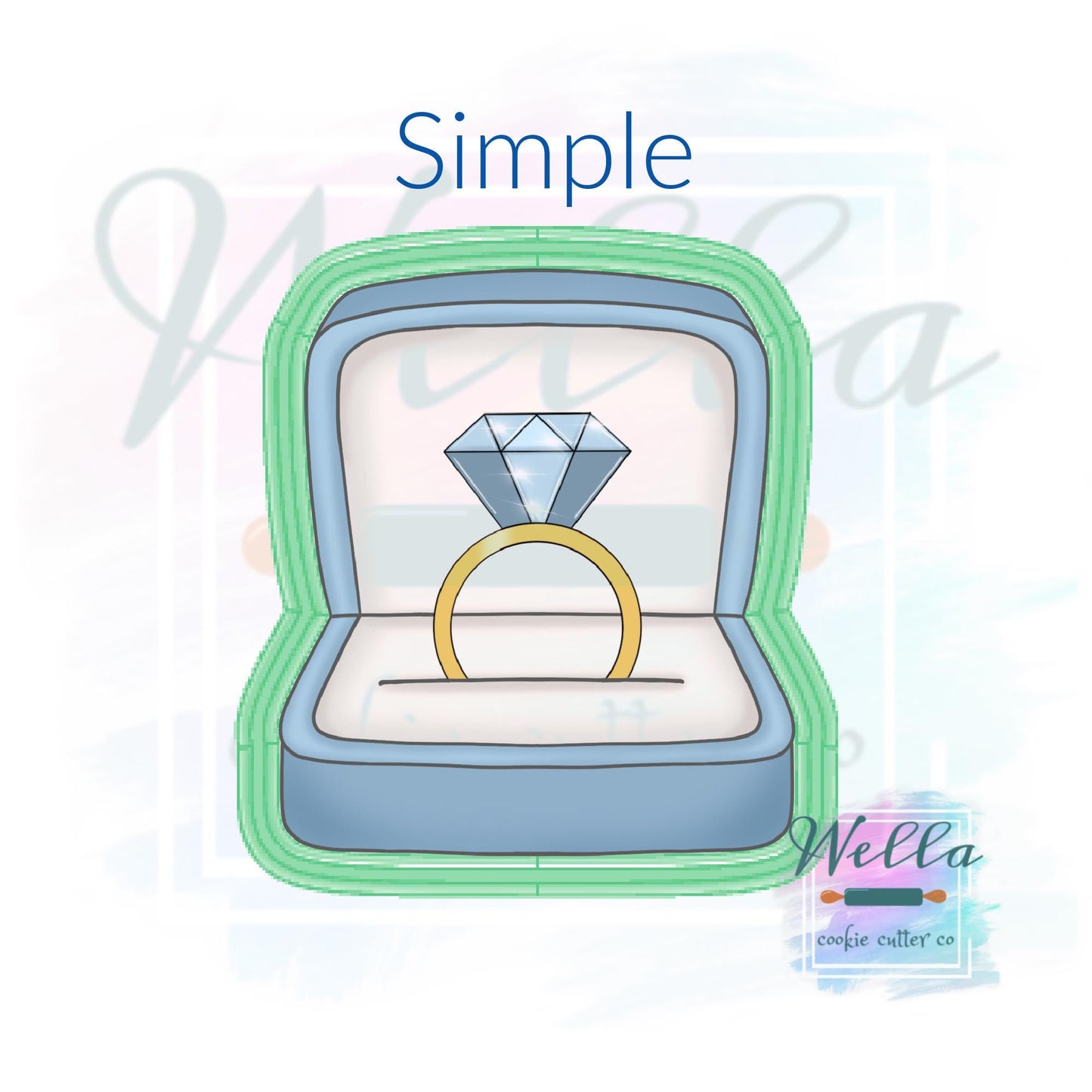 Wedding Ring Box Cookie Cutter - Simple or Floral Option