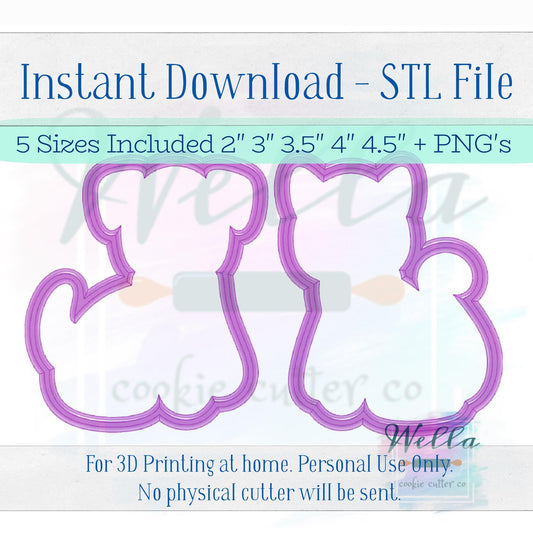 Digital STL Files - Gingerbread Pet Set - Dog & Cat Cookie Cutters - 5 Sizes Included plus High-Resolution PNGs
