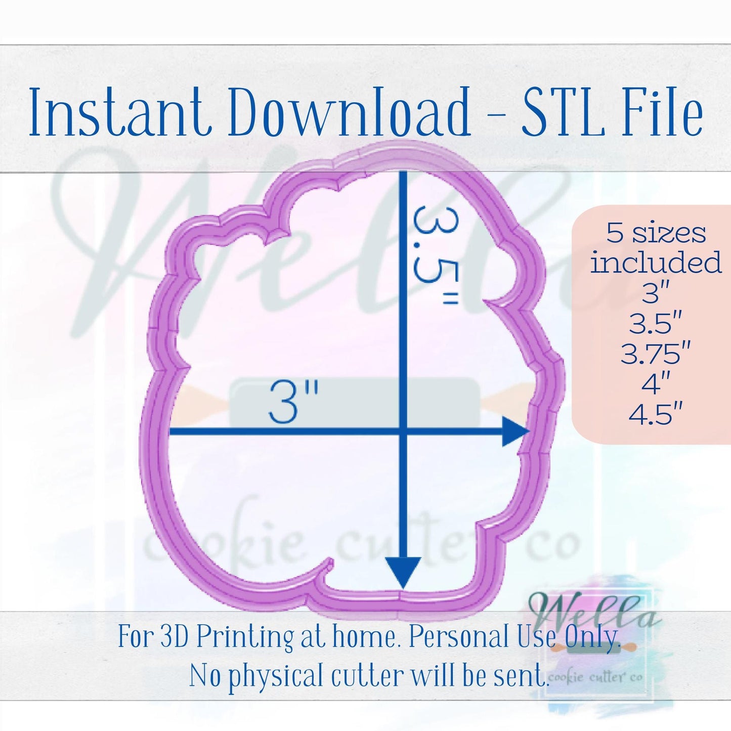 Digital STL File - Santa with Sack Cookie Cutter - 5 Sizes Included 3", 3.5", 3.75" 4" & 4.5"