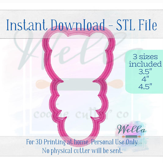 Digital STL File - Bear Rattle Cookie Cutter - 3 Sizes: 3.5", 4" & 4.5"