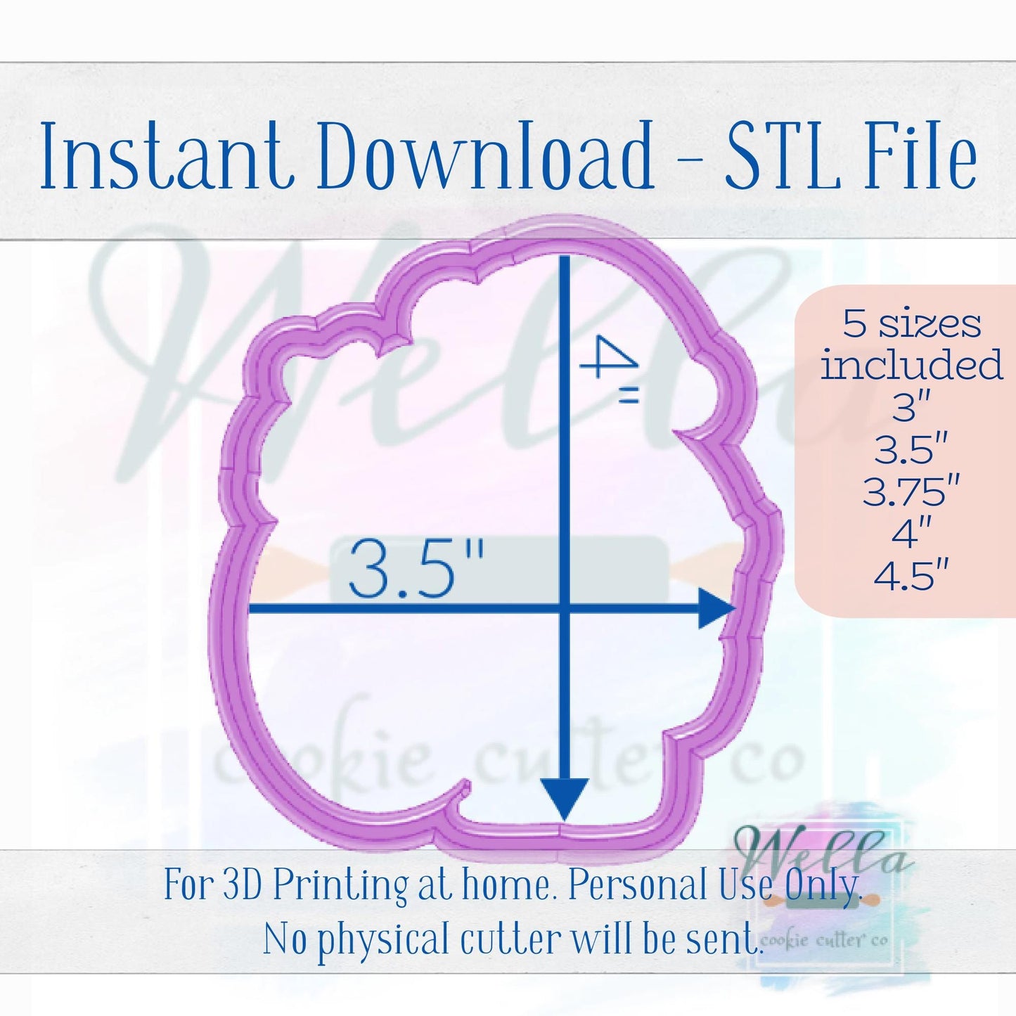 Digital STL File - Santa with Sack Cookie Cutter - 5 Sizes Included 3", 3.5", 3.75" 4" & 4.5"