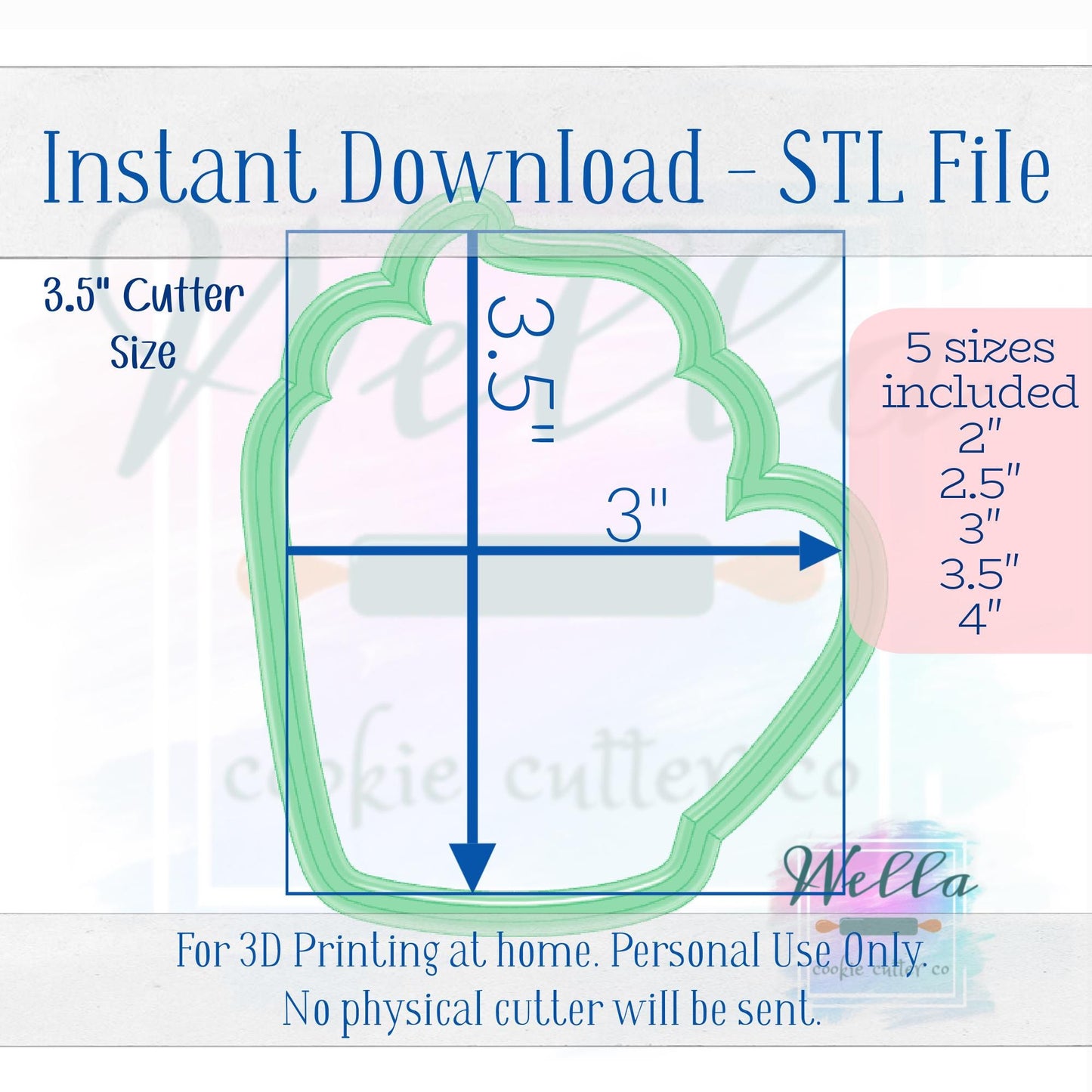 Digital STL File - Mug with Whipped Cream Cookie Cutter - 5 Sizes Included 2", 2.5", 3", 3.5" & 4"