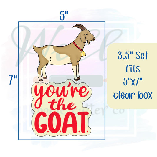 You're the GOAT Set Cookie Cutters with Optional Stencil, Goat with or without Bell