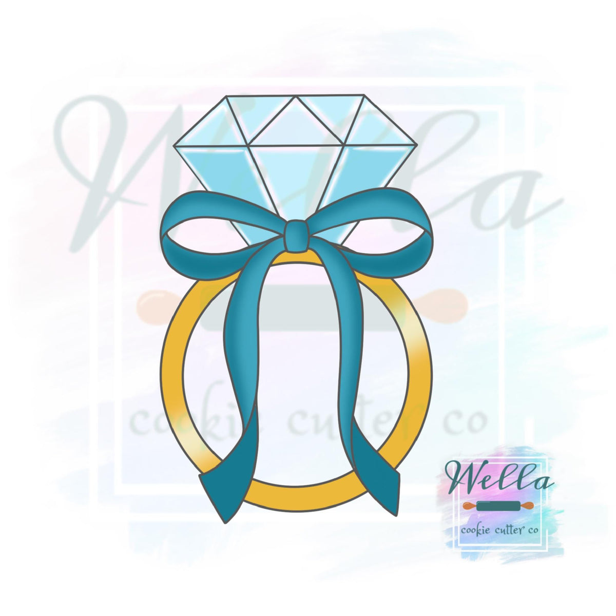 Wedding Ring with Long Bow Cookie Cutter