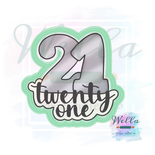 21 with Text Cookie Cutter - Optional Stencil
