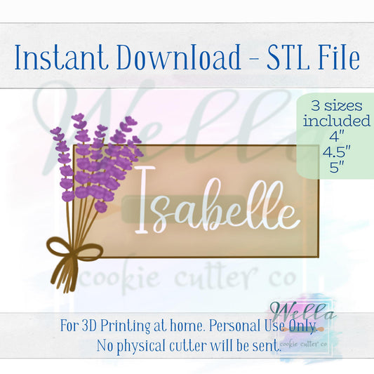 Digital STL File - Lavender Bouquet Plaque Cookie Cutter- 3 Sizes: 4" 4.5" & 5"
