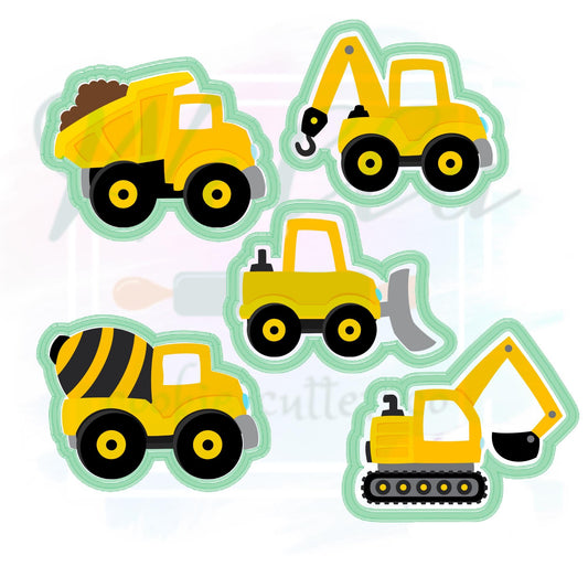 Construction Truck Set Cookie Cutters - Set of 5 Cookie Cutters - may be purchased separately