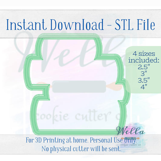 Digital STL File - Stack of Books Cookie Cutter - 4 Sizes: 2.5" 3" 3.5" & 4"