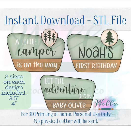 Digital STL File - Camping Park Signs Cookie Cutter Set- 2 Sizes of each design: 3.5" & 4"