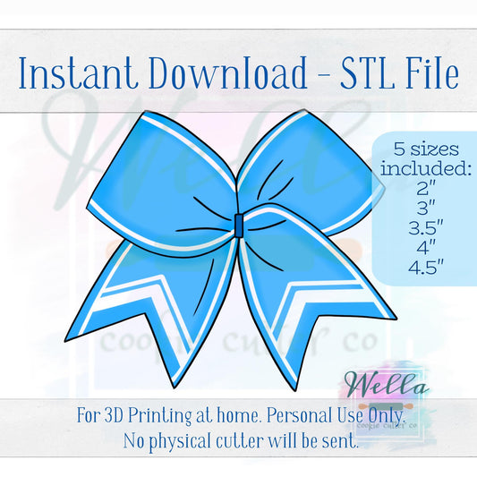 Digital STL File - Cheer Bow Cookie Cutter - 5 Sizes Included 2" 3" 3.5" 4" & 4.5"