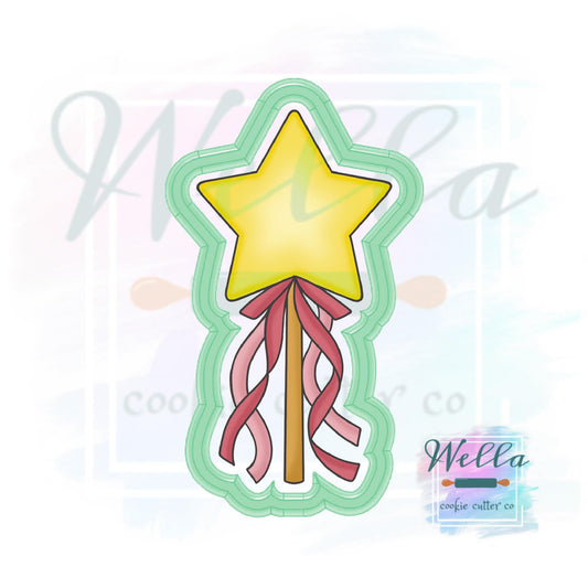 Star Wand with Ribbons Cookie Cutter