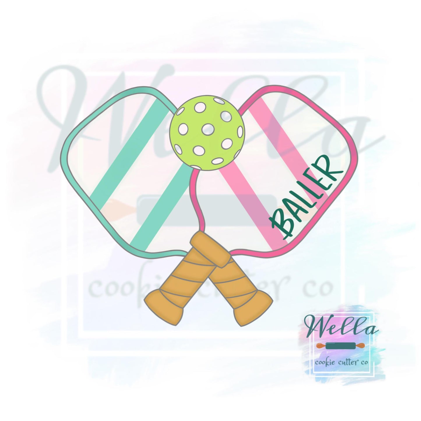 Pickleball Paddles with Ball Cookie Cutter