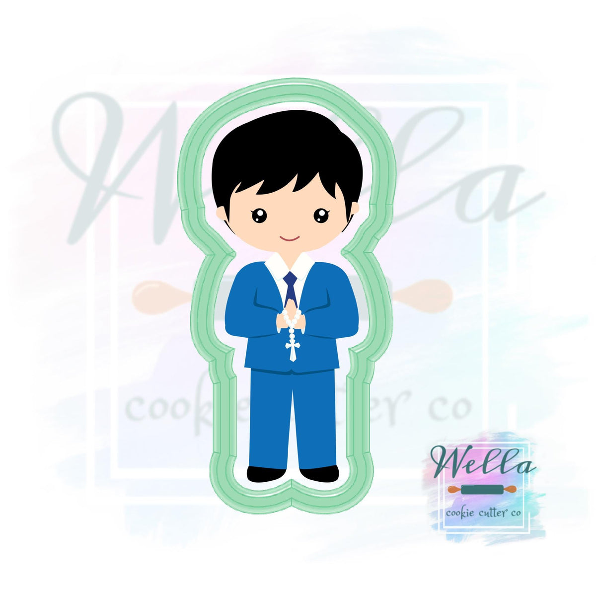 Communion Boy Cookie Cutter with Optional Stencil