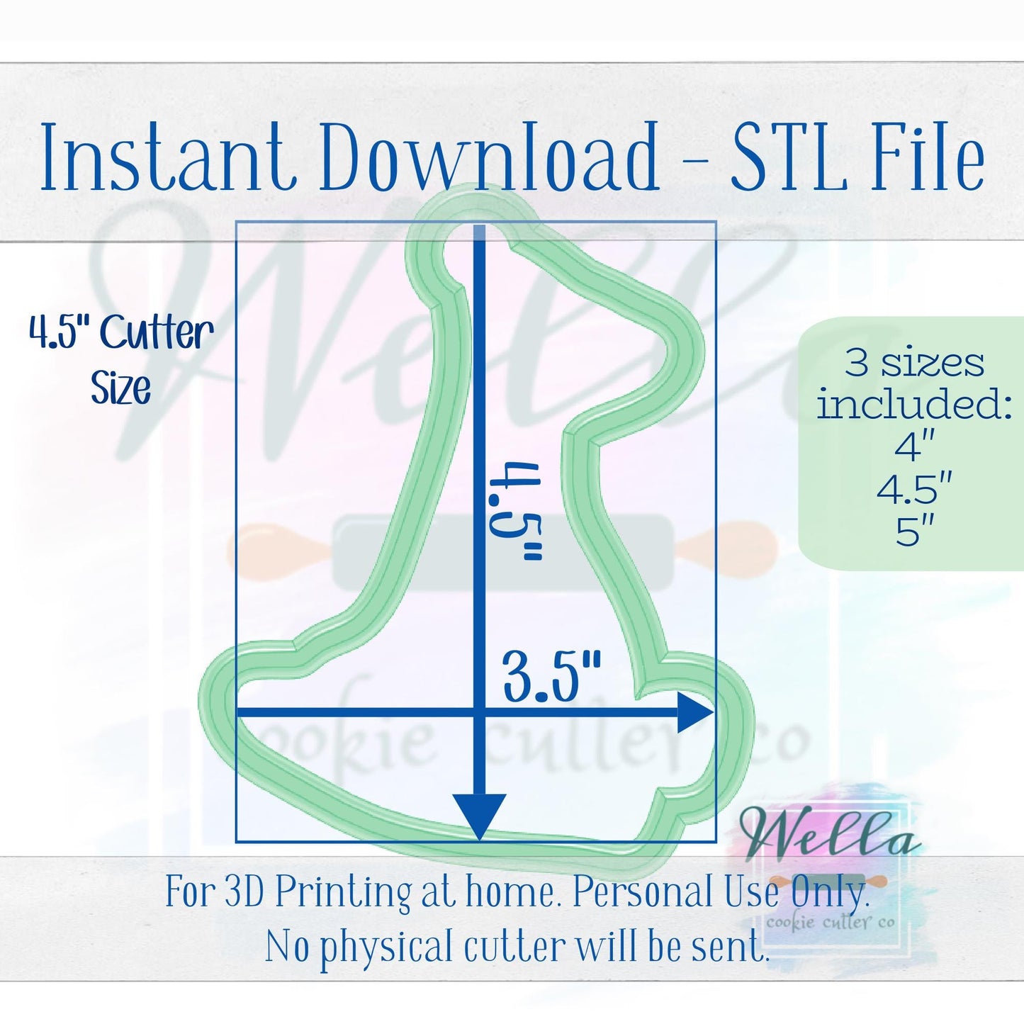 Digital STL File - Silly Goose with Birthday Hat Cookie Cutter - 4 Sizes Included 3.5" 4", 4.5" & 5"