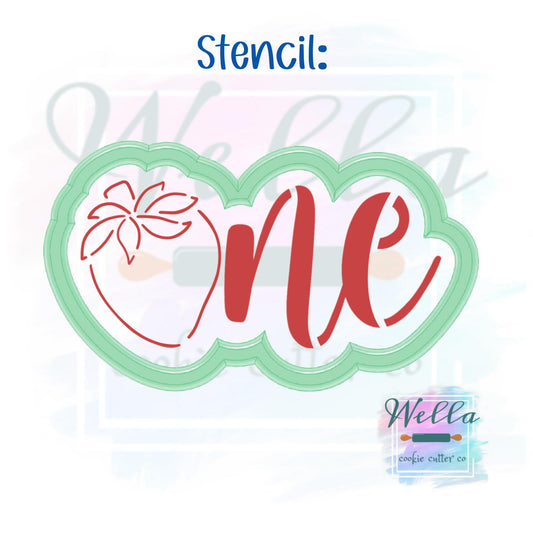 Strawberry One #2 Cookie Cutter with Optional Stencil