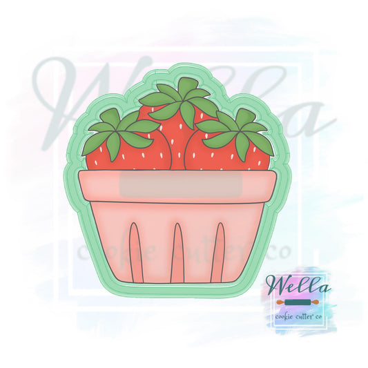 Strawberry Basket #2 Cookie Cutter with Optional Stencil