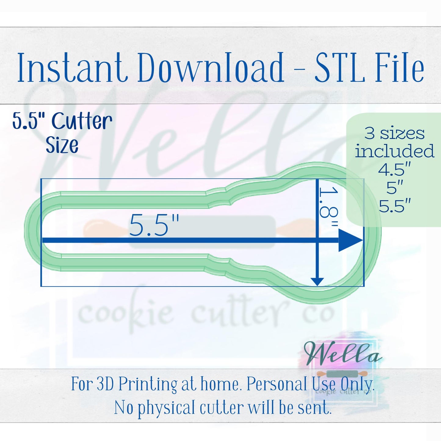 Digital STL File - Lacrosse Stick Cookie Cutter - 3 Sizes Included 4.5" 5" and 5.5"