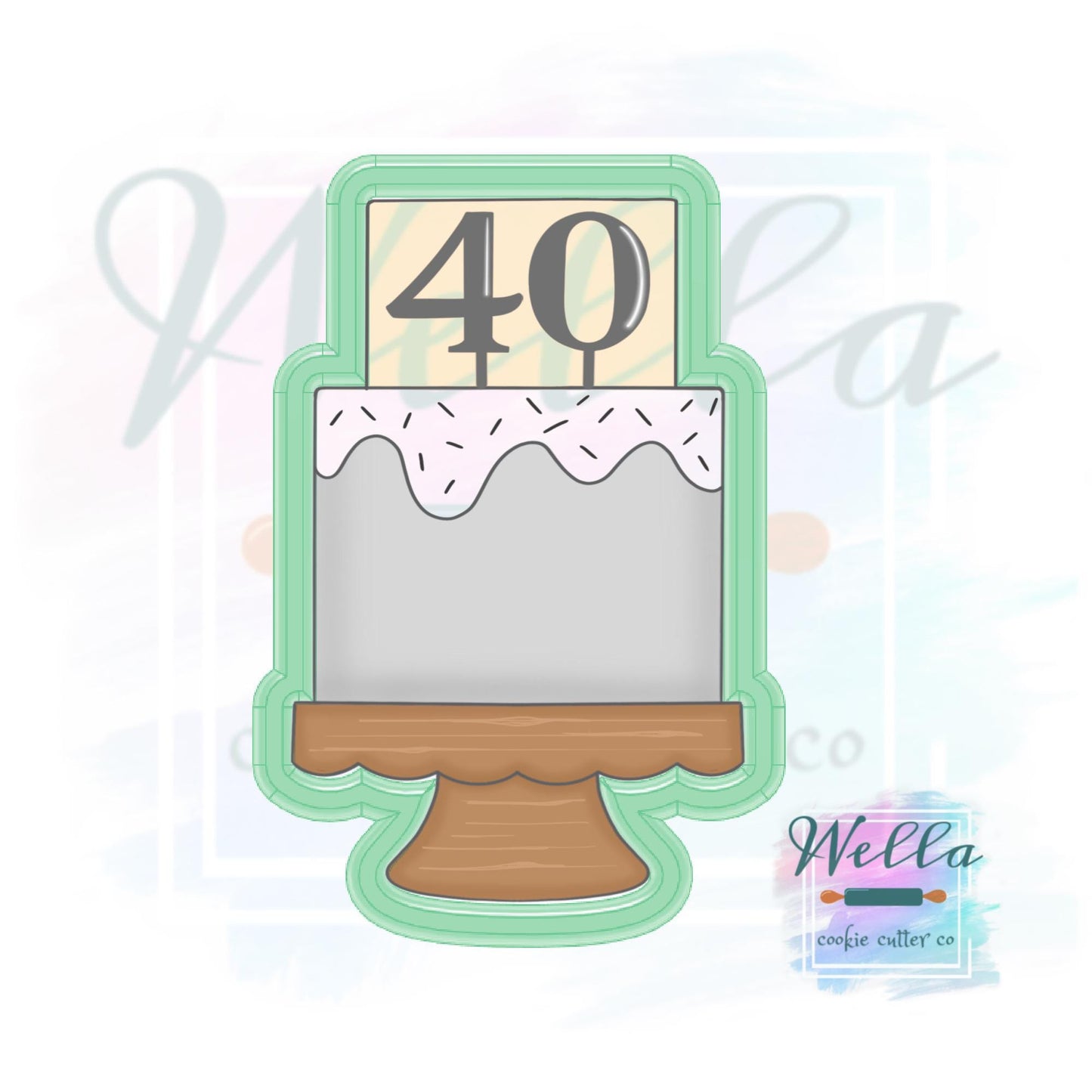 Cake on Stand #2 Cookie Cutter, 2 Tier Cake Cookie Cutter
