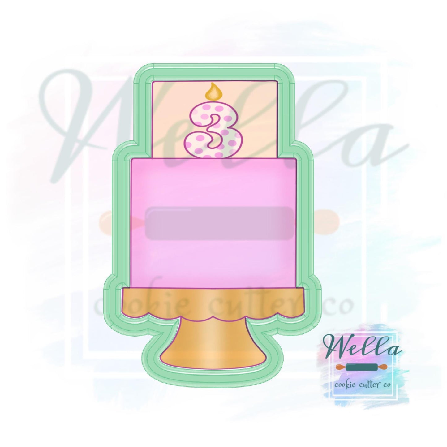 Cake on Stand #2 Cookie Cutter, 2 Tier Cake Cookie Cutter