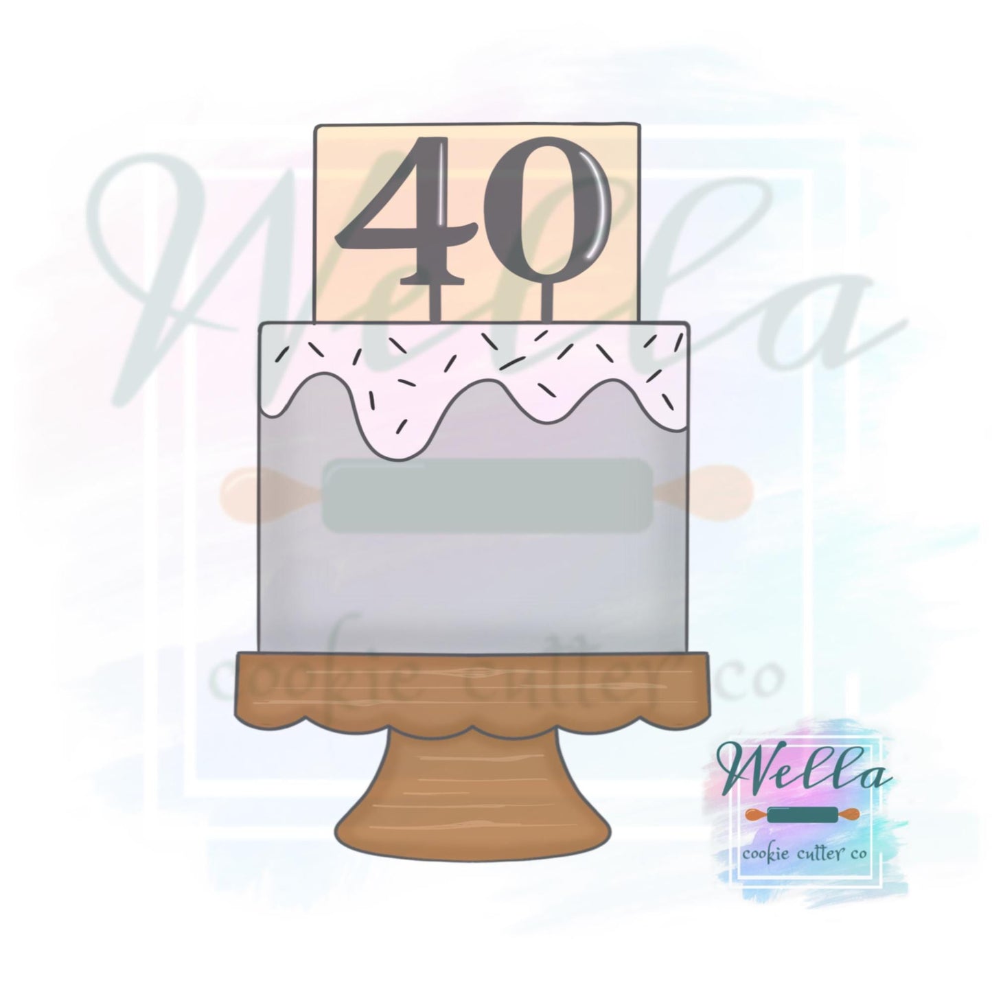 Cake on Stand #2 Cookie Cutter, 2 Tier Cake Cookie Cutter