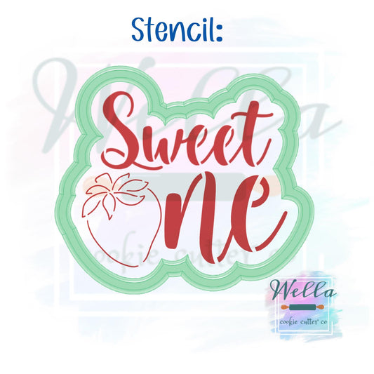 Sweet One Strawberry Cookie Cutter with Optional Stencil