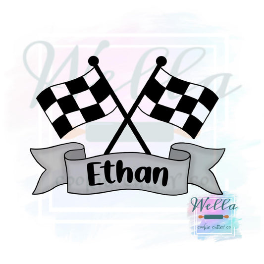 Racing Flags Name Plaque Cookie Cutter