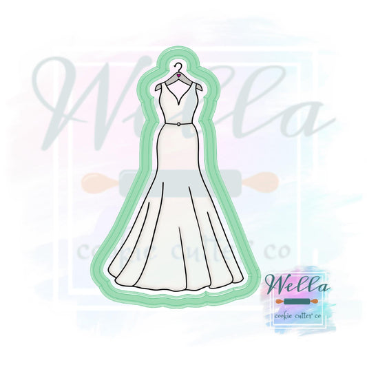 Wedding Dress #2 Skinny Cookie Cutter, Bridal Shower Cookie Cutter