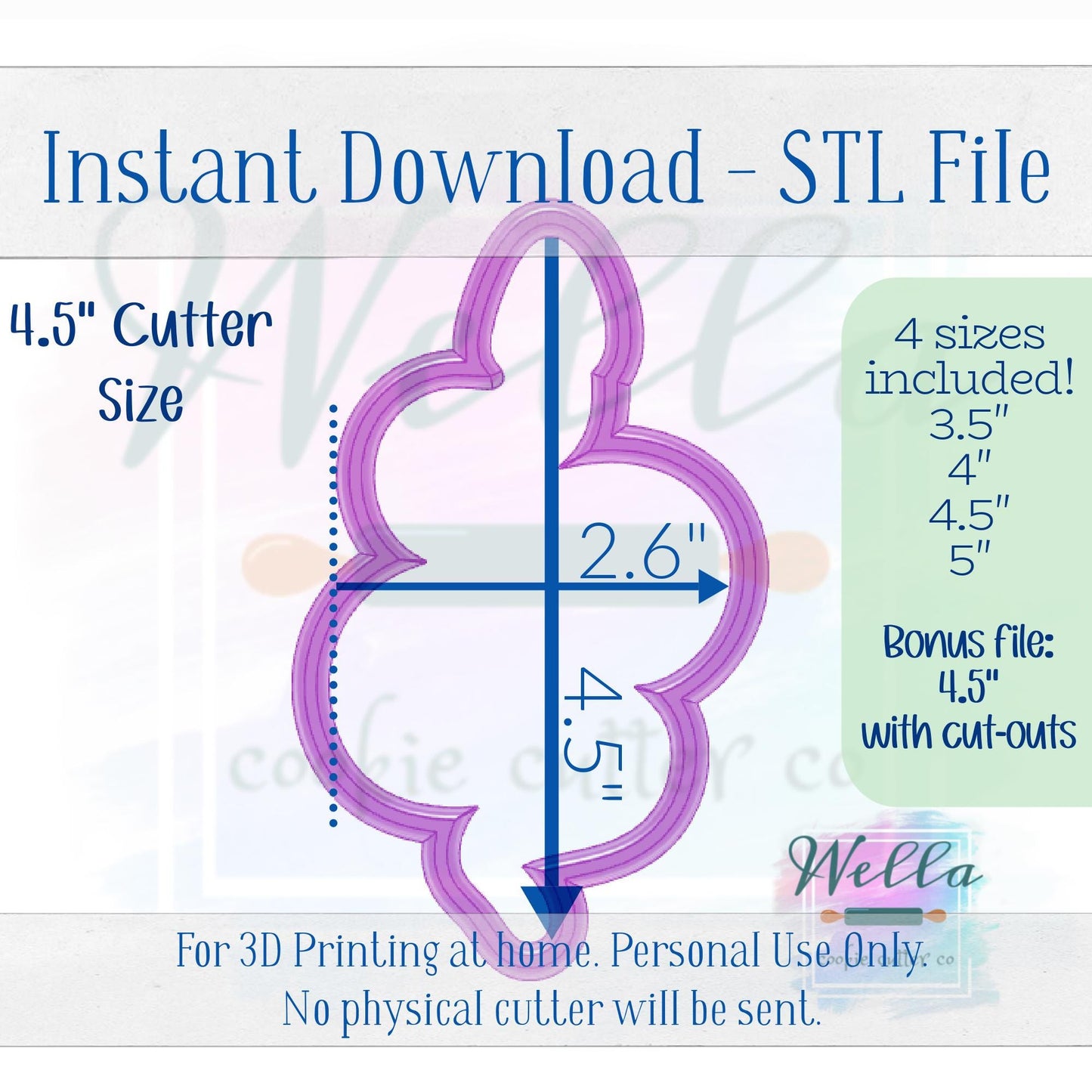 Digital STL File - Snake Cookie Cutter - 4 Sizes Included, 3.5" 4" 4.5" and 5" + BONUS Snake 4.5" with cut-outs